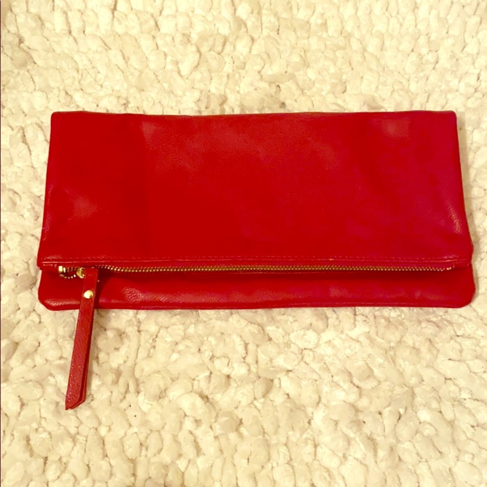 Red Faux Leather Clutch